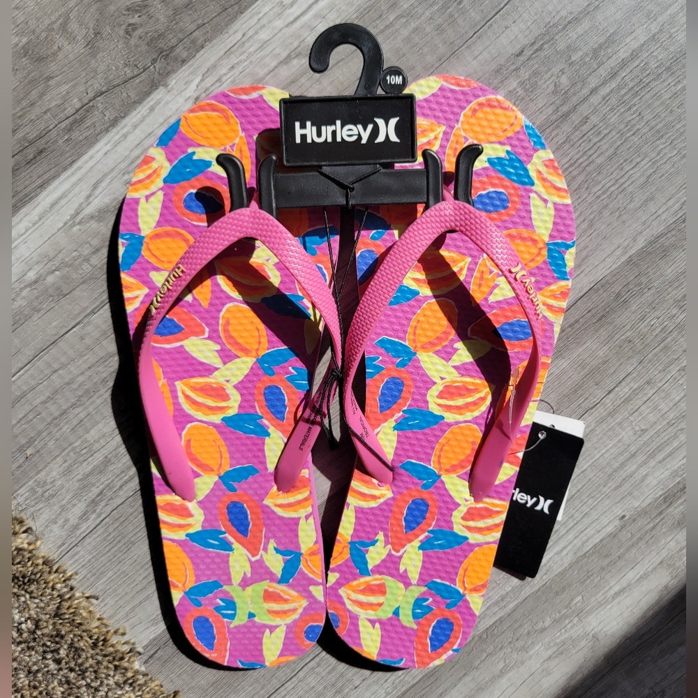 Hurley women size 10 med Tropical Plums flip flops
